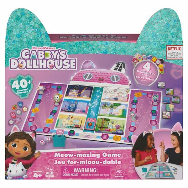 Gabby’s Dollhouse, Meow-mazing Board Game with 4 Kitty Headbands, for Families and Kids Ages 4+ packshot