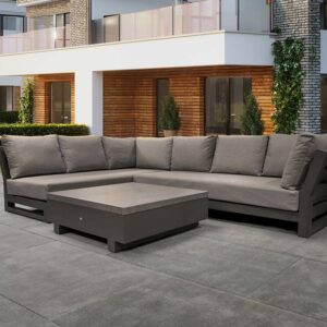 LIFE Outdoor Living Nevada Mini Corner Sofa Set with Soltex Cushions & Square Stelvio Coffee Table
