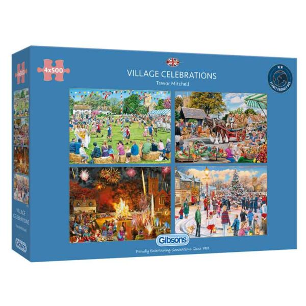 Gibsons Village Celebrations 4 x 500 Piece Jigsaw Puzzles