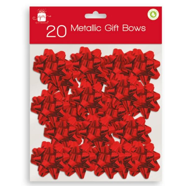 Gift Maker Red Metallic Gift Bows (Pack of 20)