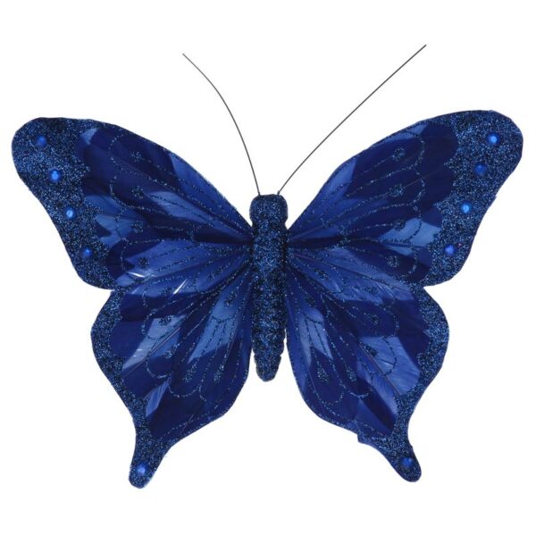 Gisela Graham Blue Feather Butterfly Clip