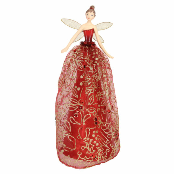 Gisela Graham Red & Gold Tree Top Fairy