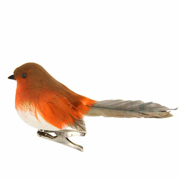 Gisela Graham Robin Clip with Feathers