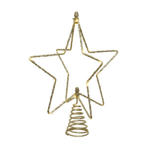 Lumineo Battery-Operated Micro LED Star Tree Topper with Gold Glitter