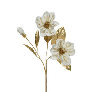 Everlands White & Gold Magnolia Stem (70cm)