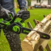 Greenworks 24V 30cm Brushless Chainsaw close cutting