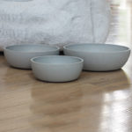 Group of Sky Blue FloorGrip Bamboo Bowls