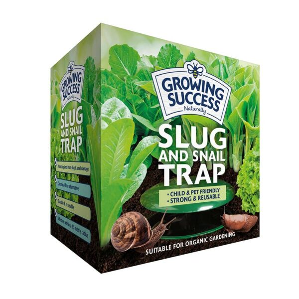 The green packaging box of the Growing Success Slug & Snail Trap.
