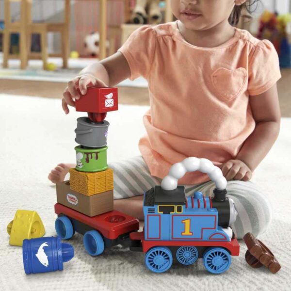 Fisher-Price Thomas & Friends Wobble Cargo Stacker Train girl playing