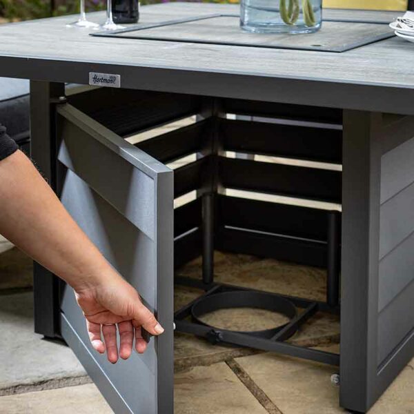 Hartman Sorrento Square Fire Pit Table with hidden gas storage