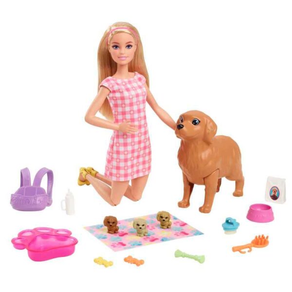 Barbie Newborn Pups Playset with Doll & Animal Toys