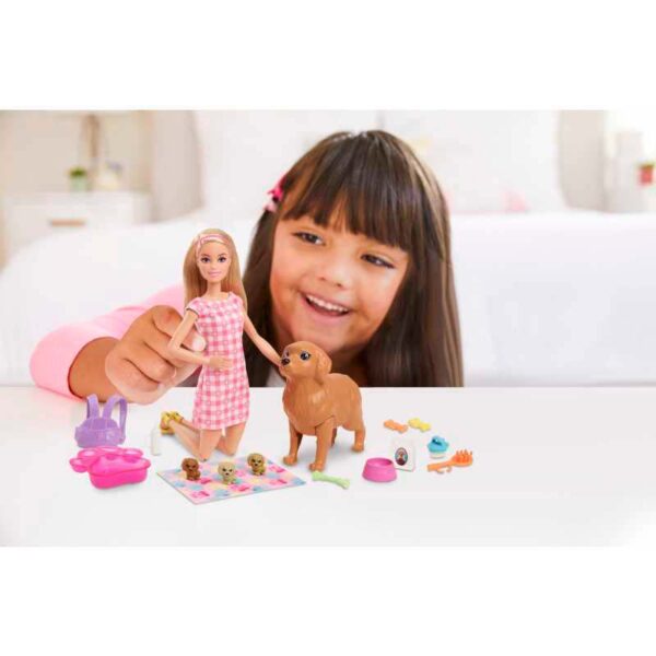 Barbie Newborn Pups Playset with Doll & Animal Toys girl playing