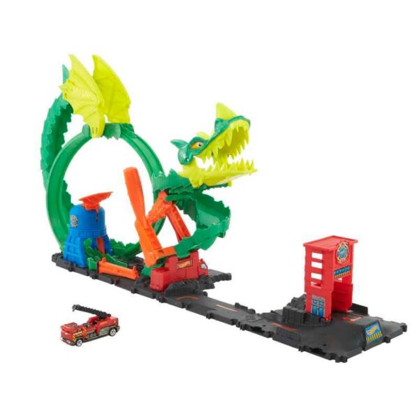 Hot Wheels Dragon Drive Firefight Playset and Car