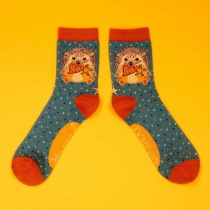 Powder Western Hedgehog Ankle Socks - Teal