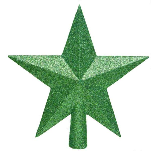 Holly Green Shatterproof Glitter Star Tree Topper