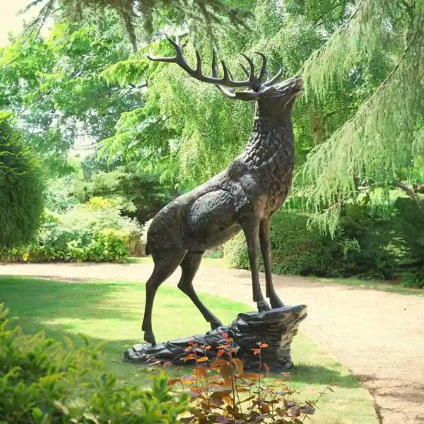Home & Garden UK Elk on a Stone Garden Statue