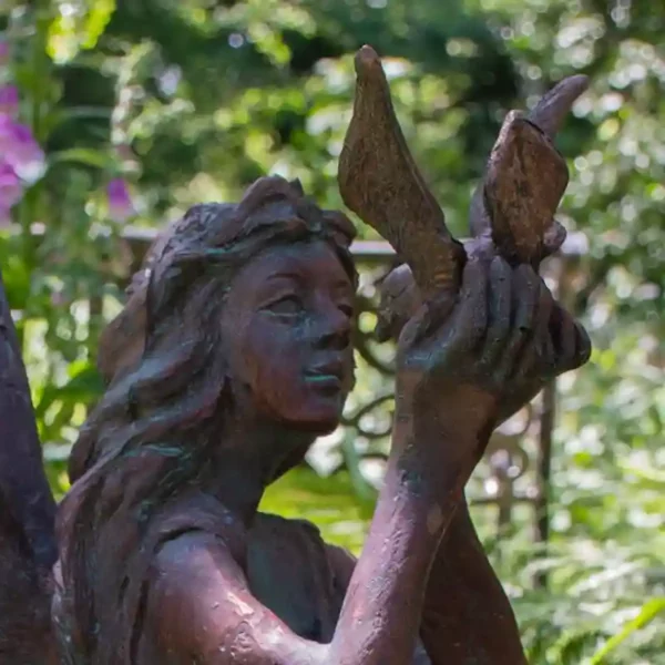 Home & Garden Fairy with Bird Garden Statue detail