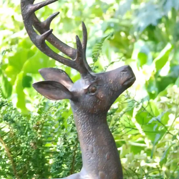 Home & Garden UK Large Deer set of Garden Statues face detail