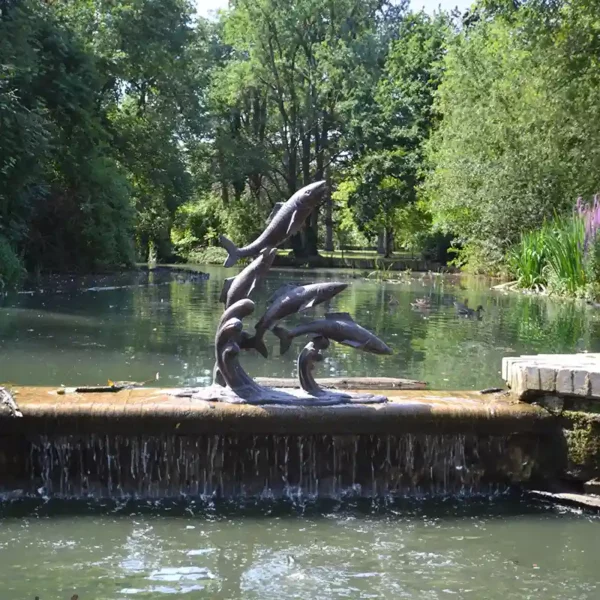 Home & Garden UK Leaping Salmon Garden Statue lifestyle image