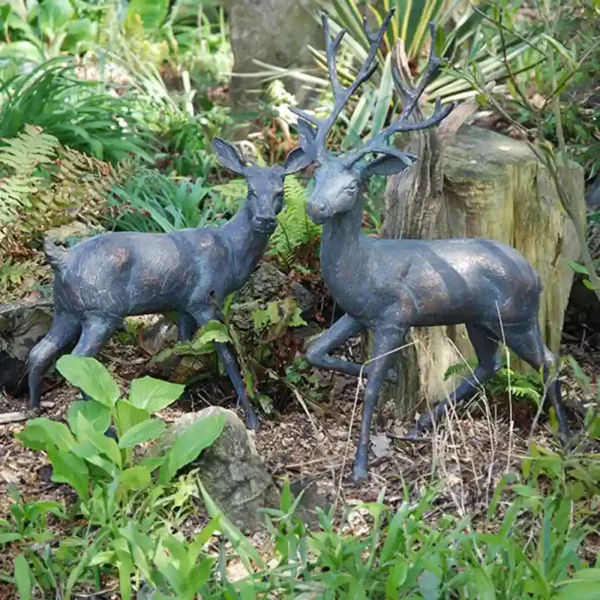 Home & Garden UK Stag and Doe set of Garden Statues