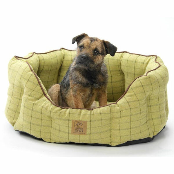 House of Paws Tweed Oval Snuggle Bed Green