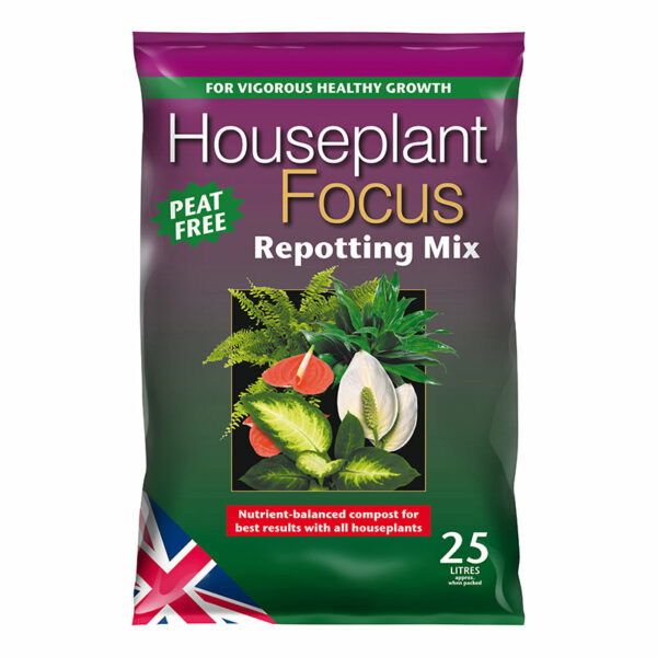 A 25 litre bag of Growth Technology Houseplant Focus Peat Free Repotting Mix.