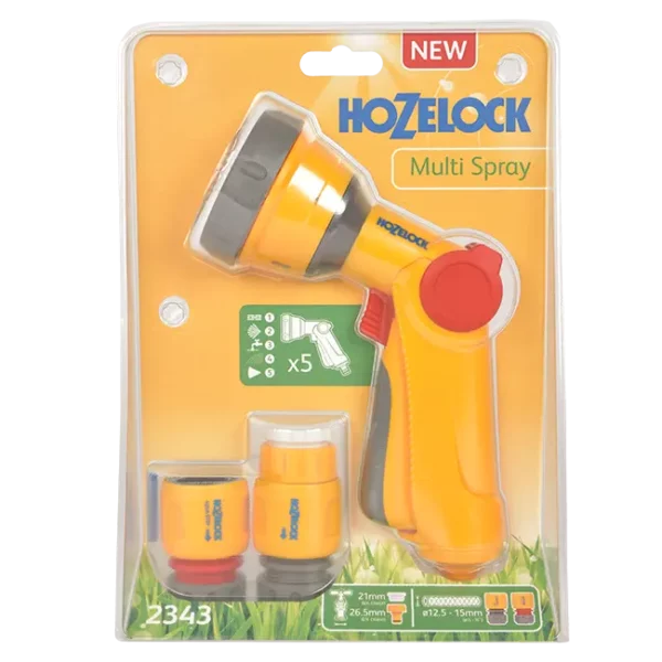 Hozelock Multi Spray Gun Soft Touch & Fittings Set packaging