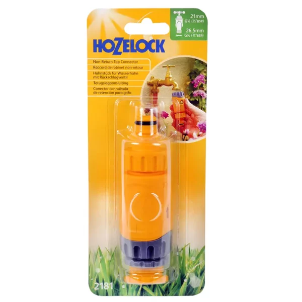 Hozelock Non Return Outdoor Tap Connector packaging