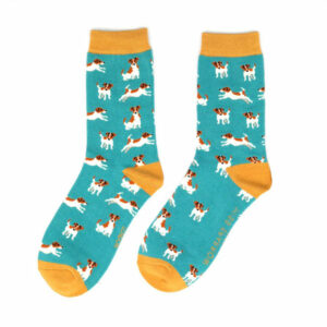 Miss Sparrow Jack Russell's Bamboo Socks - Turquoise