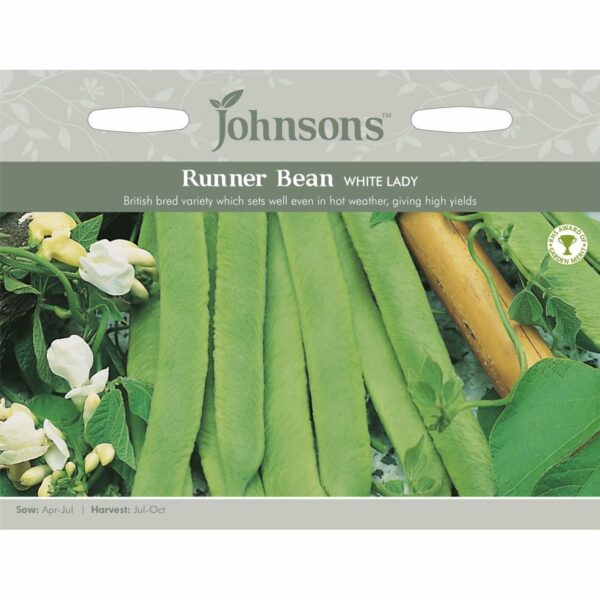 Johnsons White Lady Runner Bean Seeds