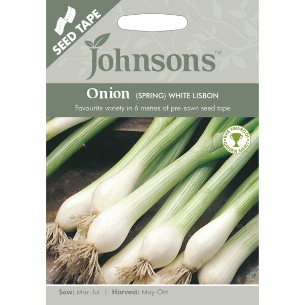 Johnsons White Lisbon Spring Onion Seeds (Tape)