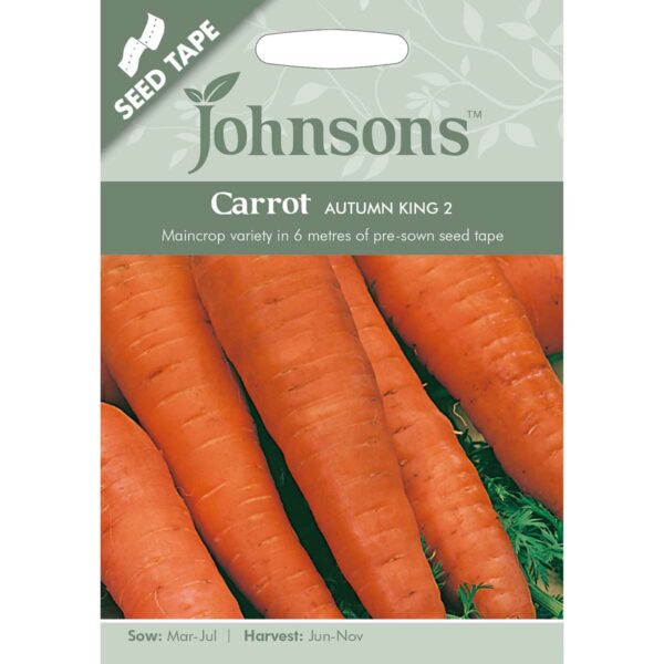 Johnsons Autumn King 2 Carrot Seeds on Tape