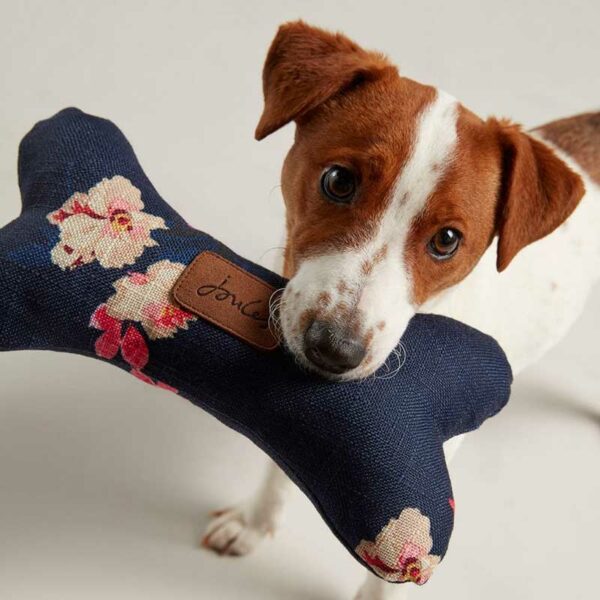 Joules Plush Navy Floral Bone Dog Toy