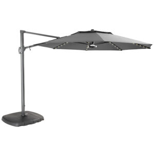 Kettler 3.3m Free Arm Parasol with LEDs & Wireless Speaker in Grey