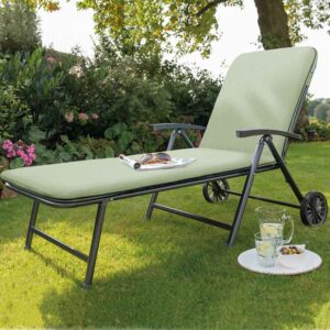 Kettler Novero Sun Lounger with Sage Cushion in garden