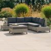 Kettler Palma Low Lounge Corner Set in White Wash with Coffee Table Footstool