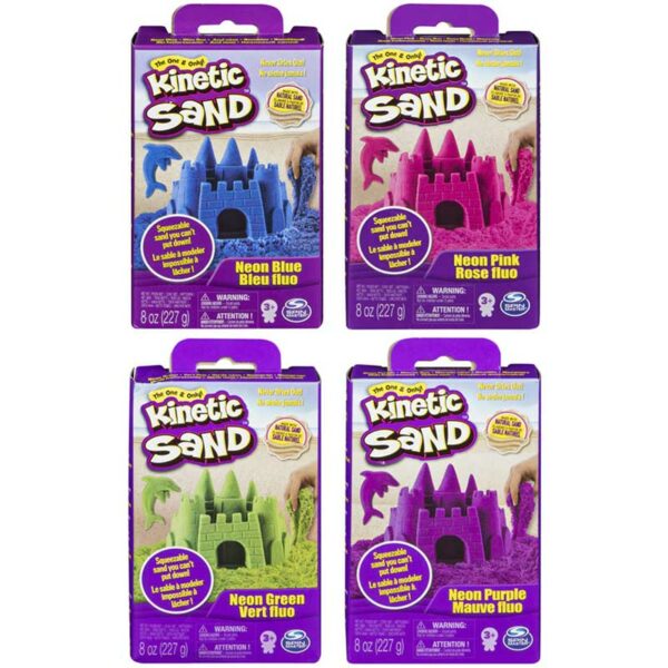 Kinetic Sand 8oz Neon Box (Variety of Colours - Style picked at random One Supplied) (Styles Vary) grouped