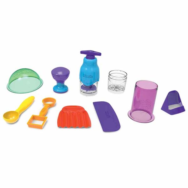 Kinetic Sand, Sandisfying Set with 906g of Sand and 10 Tools, Ages 3+ contents