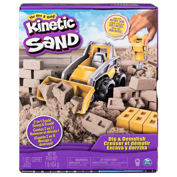 Kinetic Sand, Dig & Demolish Truck Playset with 453g of Kinetic Sand, Ages 3+ packshot