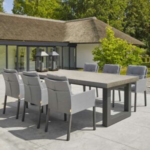 LIFE Outdoor Living Stelvio Rectangular Garden Dining Set with 6 Caribbean Soltex Mist Grey Chairs