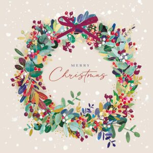 Ling Design Luxury Christmas Cards - Cranberry Wreath (Pack of 5)