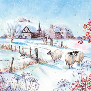 Ling Design Charity Christmas Cards - Sheep On Wintery Lane (Pack of 6)