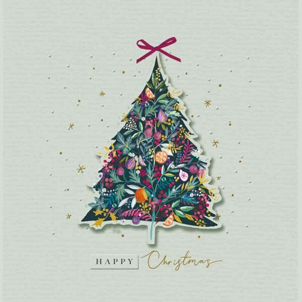 Ling Design Luxury Christmas Cards - Festive Fruits Tree (Pack of 5)