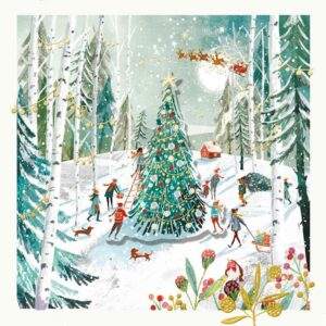 Ling Design Luxury Christmas Cards - Magical Tree In The Forest (Pack of 5)