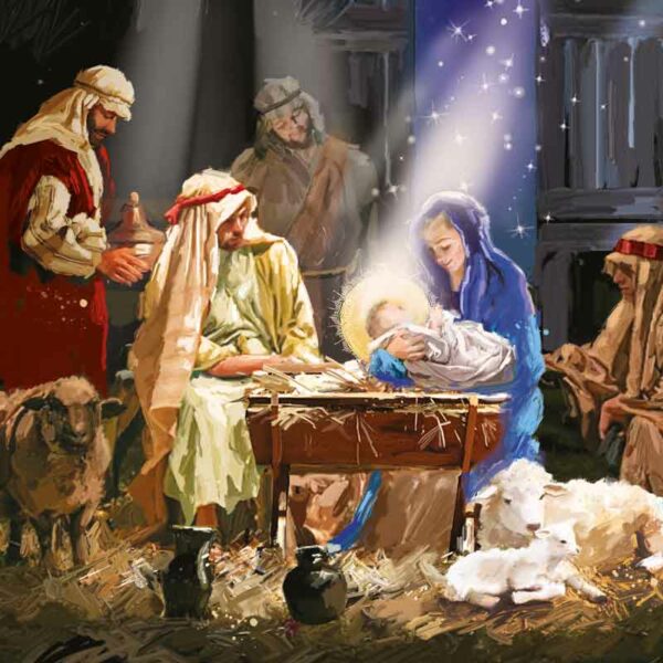 Ling Design Large Deluxe Cards - Nativity Scenes (Pack of 12)