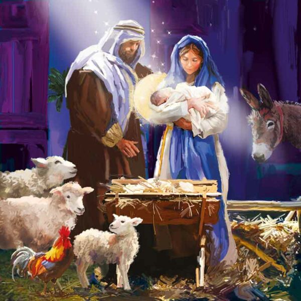 Ling Design Large Deluxe Cards - Nativity Scenes (Pack of 12)