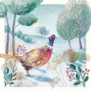 Ling Design Large Premium Cards - Pheasant In The Snow (Pack of 10)