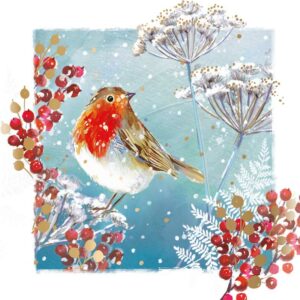 Ling Design Large Premium Cards - Robin with Berries (Pack of 10)