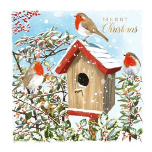 Ling Design Charity Boxed Cards - Robins & Birdbox (Pack of 8)