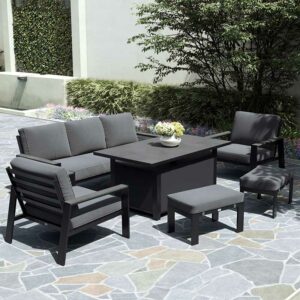 Supremo Leisure Livorno Deluxe Garden Sofa Set with Rectangular Table on patio